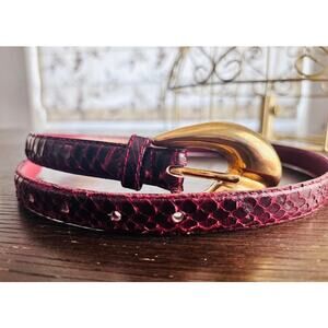 Vintage The Ritz Genuine Snakeskin Burgundy Belt Size 30